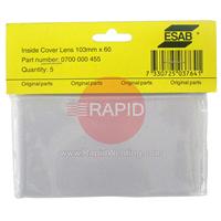 0700000455 ESAB Aristo Tech HD Inner Cover Lens - 103 x 60mm (Pack of 5)