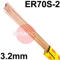 153050 SIFSteel A15 Steel Tig Wire, 3.2mm Diameter x 1000mm Cut Length - AWS A5.18 ER70S-2. 5.0kg Pack