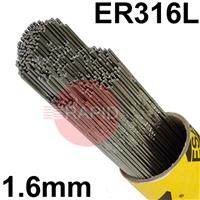 163016R150 Esab OK Tigrod 316L Stainless Steel Tig Wire, 1.6mm Diameter x 1000mm Cut Lengths - AWS A5.9 ER316L. 5.0kg Pack
