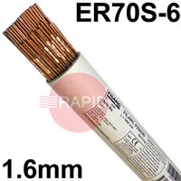 181650 Esab Filarc PZ6500 Steel Tig Wire, 1.6mm Diameter x 1000mm Cut Lengths - AWS A5.18 ER70S-6. 5.0kg Pack