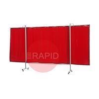 36.36.15 CEPRO Omnium Triptych Welding Screen, with Orange-CE Curtain - 3.7m Wide x 2m High, Approved EN 25980