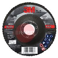 3M-51991 3M Silver Conical Flap Disc 769F 115mm x 22.23mm, 40+ Grit (Box of 10)