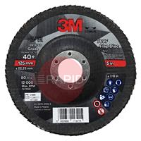 3M-51999 3M Silver Conical Flap Disc 769F 125mm x 22.23mm, 40+ Grit (Box of 10)