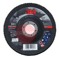 3M-52007 3M Silver Conical Flap Disc 769F 125mm x 22.23mm, 60+ Grit (Box of 10)