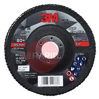 3M-52009 3M Silver Conical Flap Disc 769F 125mm x 22.23mm, 80+ Grit (Box of 10)