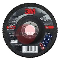 3M-52011 3M Silver Conical Flap Disc 769F 125mm x 22.23mm, 120+ Grit (Box of 10)