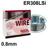 581386 Lincoln Electric LNM 304LSi Stainless Steel Mig Wire 0.8mm Diameter 15Kg Reel, ER308LSi, G 19 9 LSi