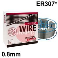 581901 Lincoln Electric LNM 307 Stainless Steel MIG Wire 0.8mm Diameter 15Kg Reel, ER307, G 18 8 Mn