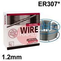 581911 Lincoln Electric LNM 307 Stainless Steel MIG Wire 1.2mm Diameter 15Kg Reel, ER307, G 18 8 Mn