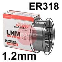 582246 Lincoln Electric LNM 318Si, 1.2mm Stainless Steel MIG Wire,15.0Kg Reel, ER318