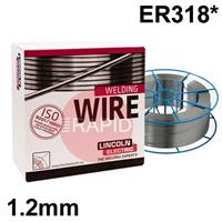 596014 Lincoln Electric LNM 318Si, 1.2mm Stainless Steel MIG Wire, 15Kg Reel, ER318