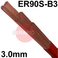 600587 Lincoln LNT 20 Steel Tig Wire, 3.0mm Diameter x 1000mm Cut Lengths - AWS A5.28 ER90S-B3. 5.0kg Pack
