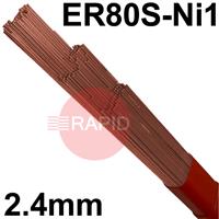 605136 Lincoln LNT Ni1 Steel Tig Wire, 2.4mm Diameter x 1000mm Cut Lengths - AWS A5.28 ER80S-Ni1. 5.0kg Pack