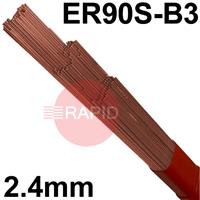 605563 Lincoln LNT 20 Steel Tig Wire, 2.4mm Diameter x 1000mm Cut Lengths - AWS A5.28 ER90S-B3. 5.0kg Pack