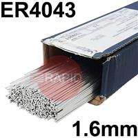 85108 Bohler Union ALSi 5 4043 Aluminium Tig Wire, 1.6mm Diameter x 1000mm Cut Lengths - AWS A5.10 ER4043. 2.5kg Pack