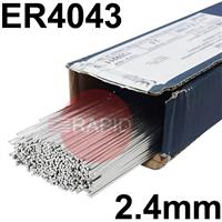 85118 Bohler Union ALSi 5 4043 Aluminium Tig Wire, 2.4mm Diameter x 1000mm Cut Lengths - AWS A5.10 ER4043. 2.5kg Pack