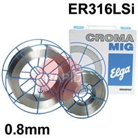 98102008 Elga Cromamig 316LSi 0.80mm Stainless MIG Wire, 15Kg Reel