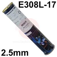 E308L25 Elga Cromarod 308L Stainless Steel Electrodes 2.5mm Diameter x 300mm Long, 2.5kg Tin (139 Rods). E308L-17