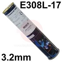 E308L32 Elga Cromarod 308L Stainless Steel Electrodes 3.2mm Diameter x 350mm Long, 3.0kg Tin (88 Rods). E308L-17