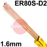RA311650 SIFSteel A31 Steel Tig Wire, 1.6mm Diameter x 1000mm Cut Lengths - AWS A5.28 ER80S-D2. 5.0kg Pack
