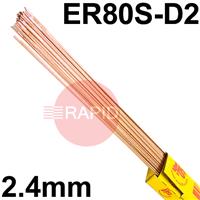 RA312450 SIFSteel A31 Steel Tig Wire, 2.4mm Diameter x 1000mm Cut Lengths - AWS A5.28 ER80S-D2. 5.0kg Pack