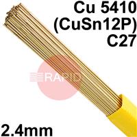 RO822401 SIFPHOSPHOR Bronze No 82 Copper Tig Wire, 2.4mm Diameter x 1000mm Cut Lengths - EN 14640: Cu 5410 (CuSn12P), BS: 2901: C27. 1.0kg Pack