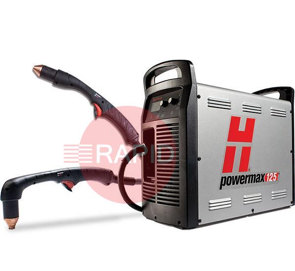 059528  Hypertherm Powermax 125 Plasma Cutter Combo System with 15° & 85° 7.6m Hand Torches, 400v CE