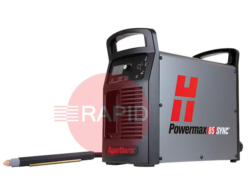 087201  Hypertherm Powermax 85 SYNC Plasma Cutter with 180° 7.6m Machine Torch, Remote & CPC Port, 400v CE