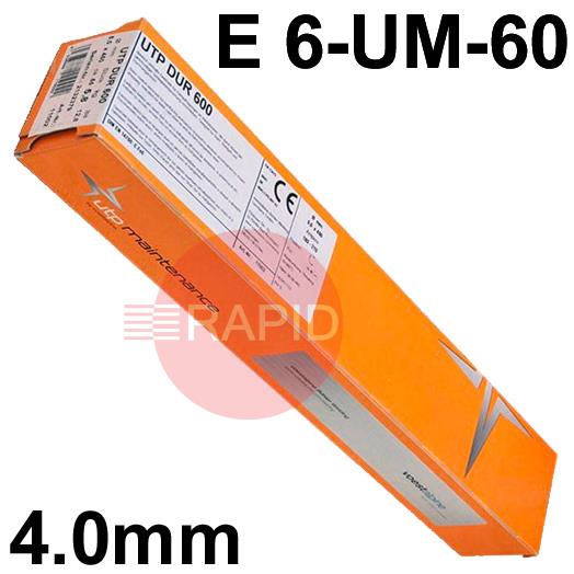 11001  UTP DUR 600 Hardfacing Electrodes 4.0mm Diameter x 450mm Long. 5.9kg Pack (90 Rods). E 6-UM-60