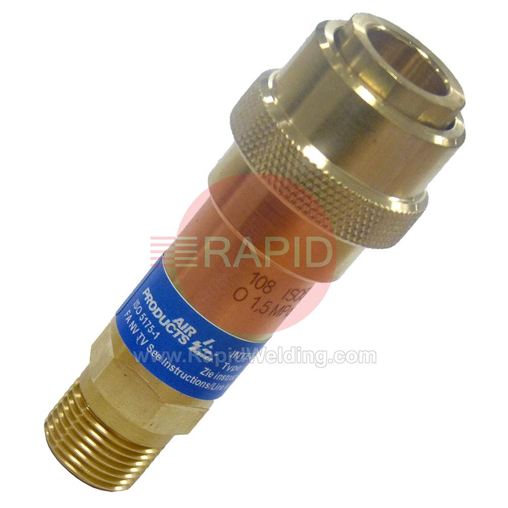 124523  Air Products Integra Flashback Arrestor. Quick Connect Oxygen.