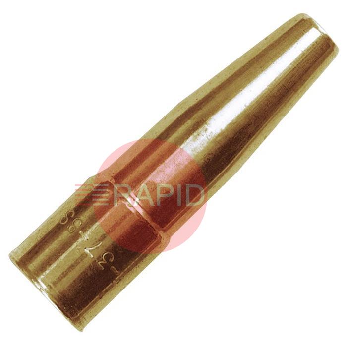 22T-37SS  Tweco Nozzle, Std - Short Spot, Tapered, 9.5mm bore, 19mm outer dia