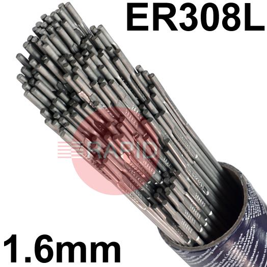 308167  Bohler Thermanit JE-308L Stainless Steel TIG Wire, 1.6mm Diameter x 1000mm Cut Lengths - AWS A5.9 ER308L. 5Kg Pack
