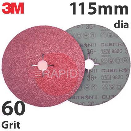 3M-27623  3M Cubitron II 982C Fibre Disc, 115mm (4.5) Diameter, 60 Grit (Pack of 25)