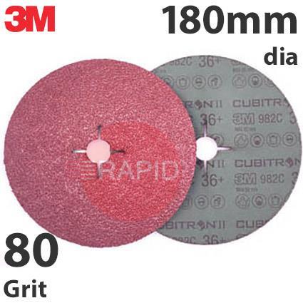 3M-27741  3M Cubitron II 982C Fibre Disc, 180mm (7) Diameter, 80 Grit (Pack of 25)