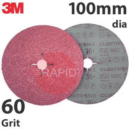 3M-27770  3M Cubitron II 982C Fibre Disc, 100mm Diameter, 60+ Grit (Pack of 25)