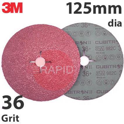 3M-55073  3M Cubitron II 982C Fibre Disc, 125mm (5) Diameter, 36 Grit (Pack of 25)