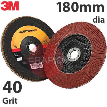 3M-65060  3M Cubitron II 967A 180mm (7) Flap Disc, 40 Grit - Conical (Box of 10)