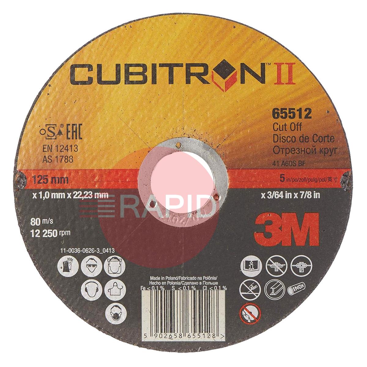 3M-65512  3M Cubitron II 125mm (5) x 1mm Cut Off Wheel