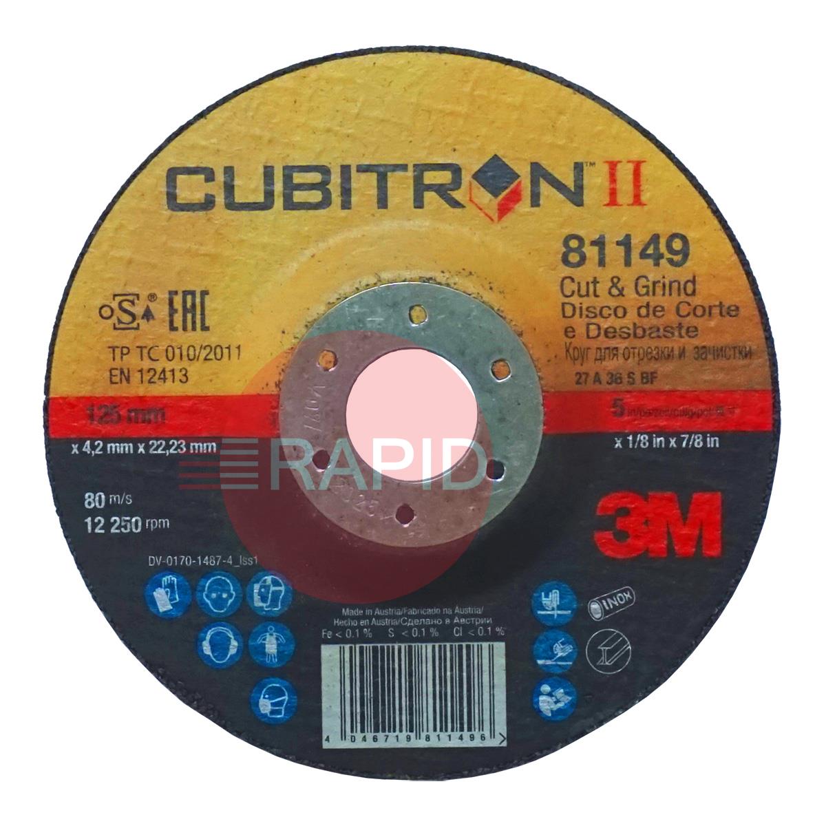 3M-81149  3M Cubitron II 125mm  (5) Cut & Grind Disc