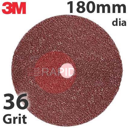 3M-89716  3M 782C Fibre Disc, 180mm Diameter, 36+ Grit, Box of 25