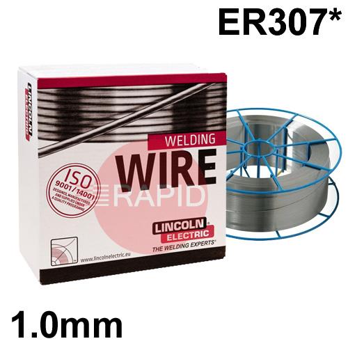 581904  Lincoln Electric Stainless Steel MIG Wire LNM 307 1.0mm Diameter 15Kg Reel, ER307, G 18 8 Mn