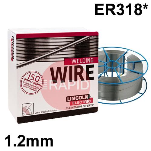 596014  Lincoln Electric LNM 318Si, 1.2mm Stainless Steel MIG Wire, 15Kg Reel, ER318