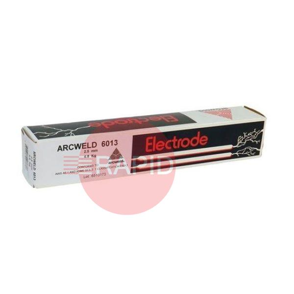 609012  Lincoln Arcweld Mild Steel Electrodes 4.0mm Diameter x 350mm Long. 5.0kg Pack. E6013