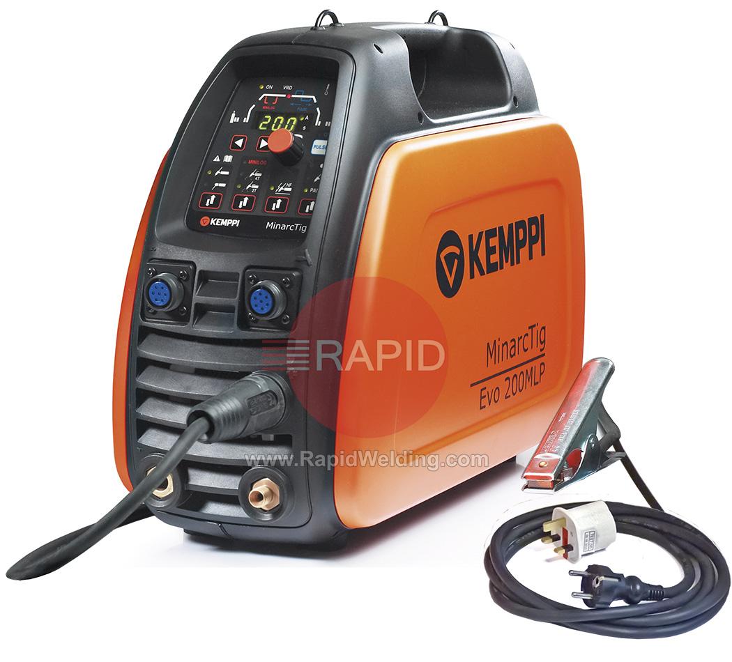61009200MLP  Kemppi MinarcTig Evo 200 MLP Power Source with 5m Earth Cable and 2m Gas Hose. No Tig Torch. 230v