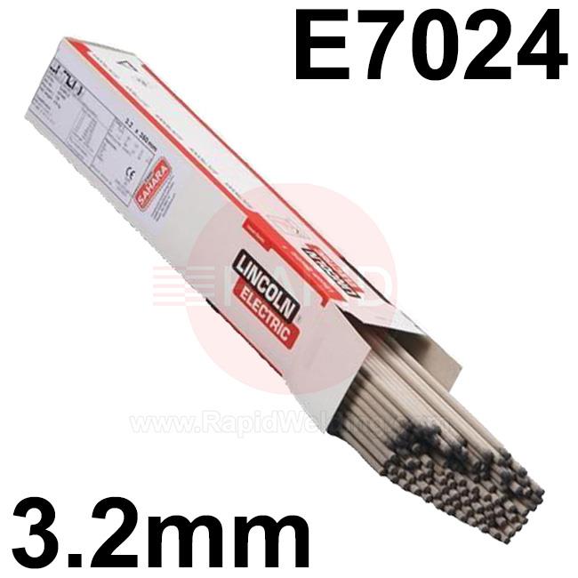 810615  Lincoln Ferrod 160T, 3.2mm Rutile Electrodes, 450mm Long, 16.2Kg Pack, E7024