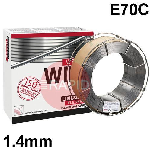 900328  Lincoln Electric OUTERSHIELD MC-710-H, 1.4mm Gas-Shielded Flux Cored MIG Wire, 16Kg Reel, E70C-6M H4