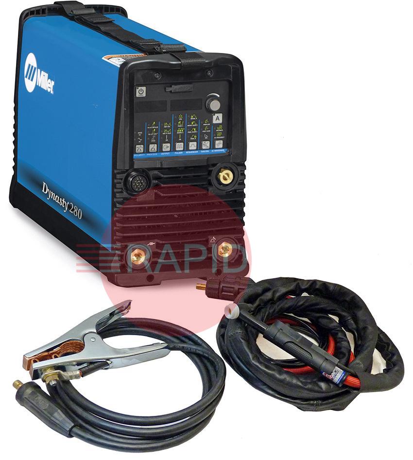 907514002APFS  Miller Dynasty 280 DX AC/DC Tig Welder Package with CK TL 26 4m Torch, 208 - 480 VAC