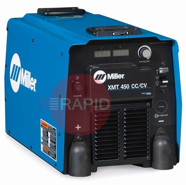 907525WP  Miller XMT 450 CC/CV Water-Cooled MIG Welder Package with ST-24WD Wire Feeder and 10m Interconnection Cable - 400V, 3ph