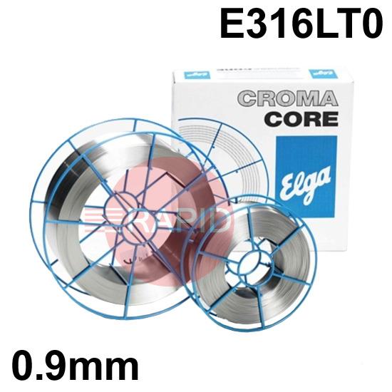 95712009  Elga Cromacore DW 316L, 0.9mm Stainless Flux Cored MIG Wire, 12.5Kg Reel, E316LT0-4/-1