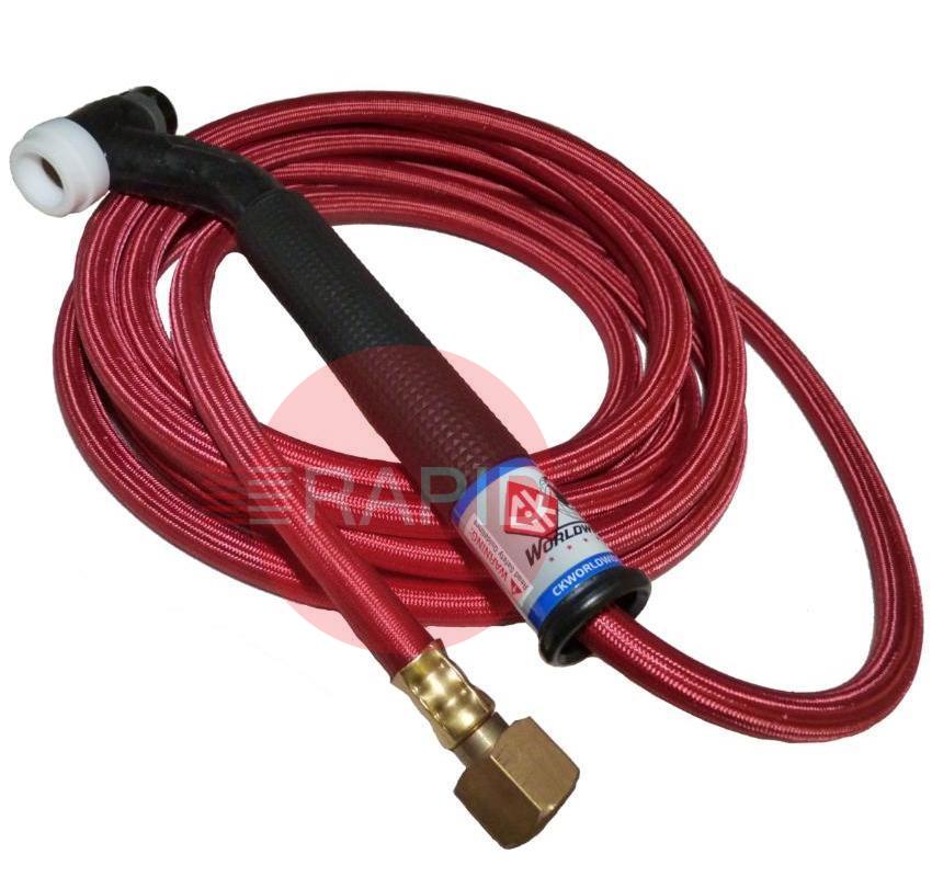 CK-CK1712RSFFX  CK17 Flex Head Gas Cooled TIG Torch With 1pc 4m Superflex Cable, 3/8 BSP, 150 Amp @ 100% Duty Cycle
